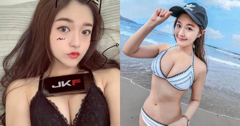 正妹Judy海邊「曬出渾圓大美乳」，性感深溝特別明顯啊！