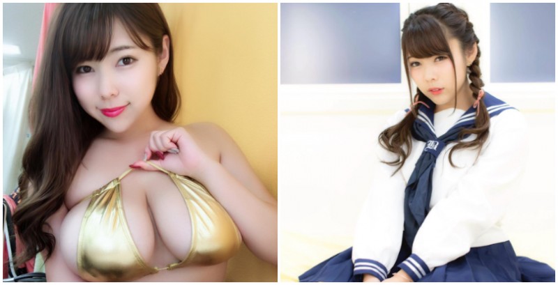 超科學巨乳高中生！100cm「G級魔乳」結城千佳豪邁身材連攝影師都震驚了！