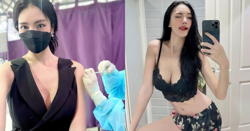 「白皙巨乳妹」打疫苗自拍也超正！「女神級臉蛋」和細腰長腿誰能不心動！