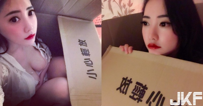 受不了～超萌貓女「乳量驚人」把自己裝到箱子裡，讓人好想直接打包回家呀～