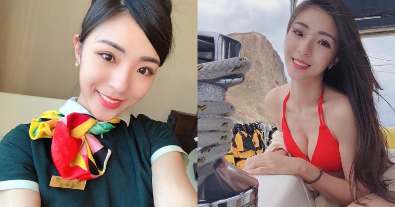 氣質型的「長榮正妹空姐」YuLi，笑容甜美讓人秒戀愛，比基尼美乳藏不住啦！