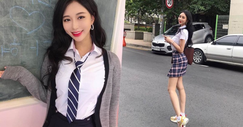 【BTC365币投】高顏值制服辣妹「有兇猛乳量」,九頭身好比例狂讓人回頭!