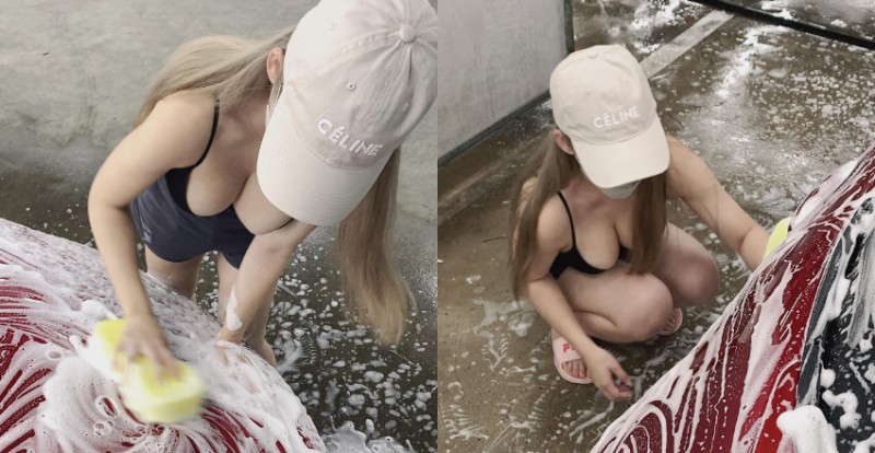 【BTC365币投】這裡有人應徵洗車工!巨乳辣妹賣力刷車 晃動幅度太強勁