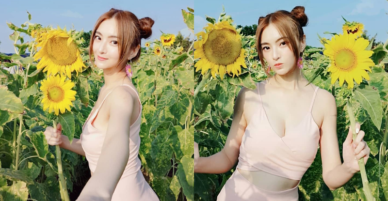 這才是太陽花女神！「心玥」桃花媚眼甜笑太迷人，陽光普照下的美體比花還嬌豔！