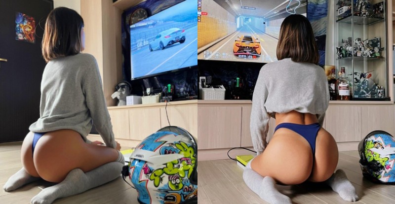 【BTC365币投】美臀女友「瀞諠Selina」只穿小丁打電動　性感畫面讓人把持不住