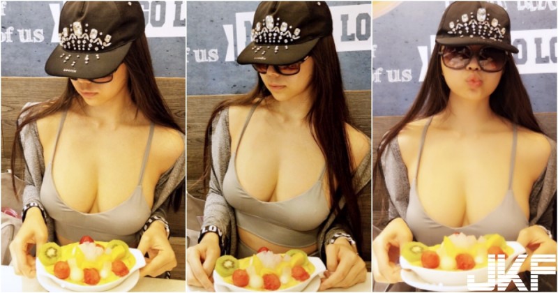 【BTC365币投】甜品店驚見「超緊背心奶妹」！路人看她自拍都傻眼「巨無霸雪球奶」真的太猛了…