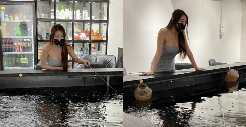 【BTC365币投】釣蝦驚見對面口罩妹子「爆乳垂釣」　飽滿雙峰快要掉出來了！