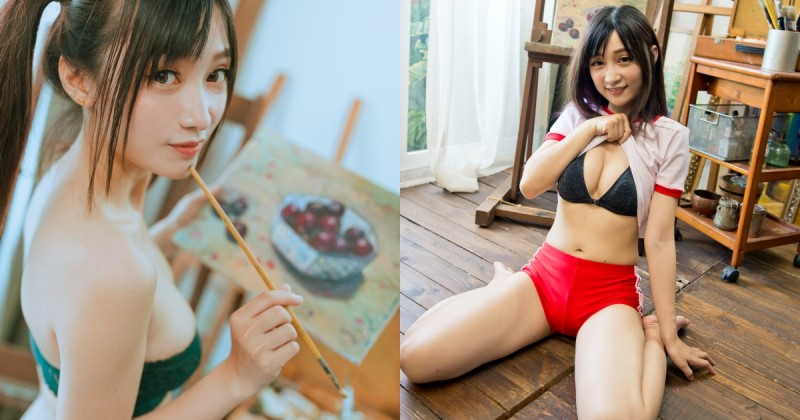 【BTC365币投】畫室裡的壞壞學生妹「江DD」，俏皮純真暗藏性感誘惑，挺雪白美乳作情慾畫布！