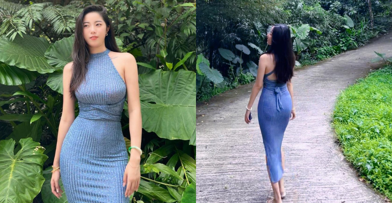 【BTC365币投】萬綠叢中現「氣質正妹」，貼身洋裝美顯「性感S曲線」超誘人