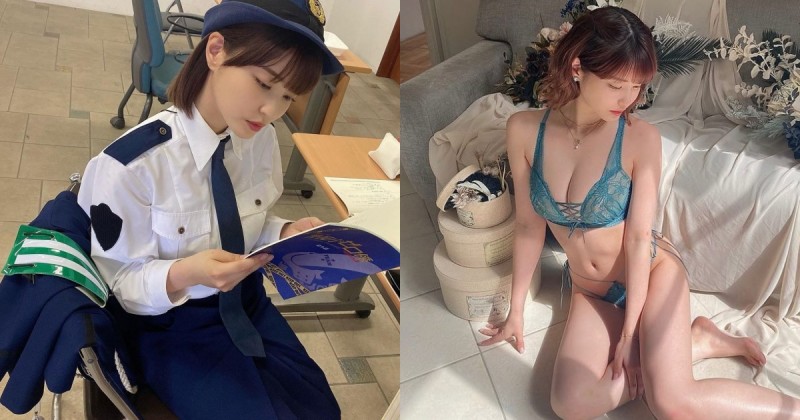【BTC365币投】超甜美女警藏「G罩杯豪乳」，制服下超兇猛肉體原來是極品寫真女星「岸明日香」！
