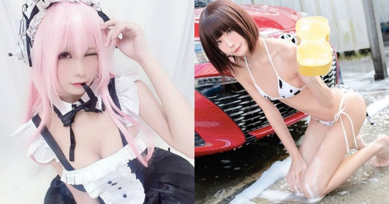 【BTC365币投】小奶也能很性感！甜美coser大膽穿衣秀「小蠻腰」，比基尼洗車好亮眼！