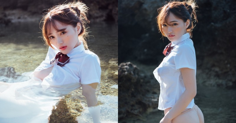 【BTC365币投】奶妹の初體驗！墾丁海岸「制服正妹」大尺度戲水，渾身濕透「圓乳蜜桃」超狂露出！
