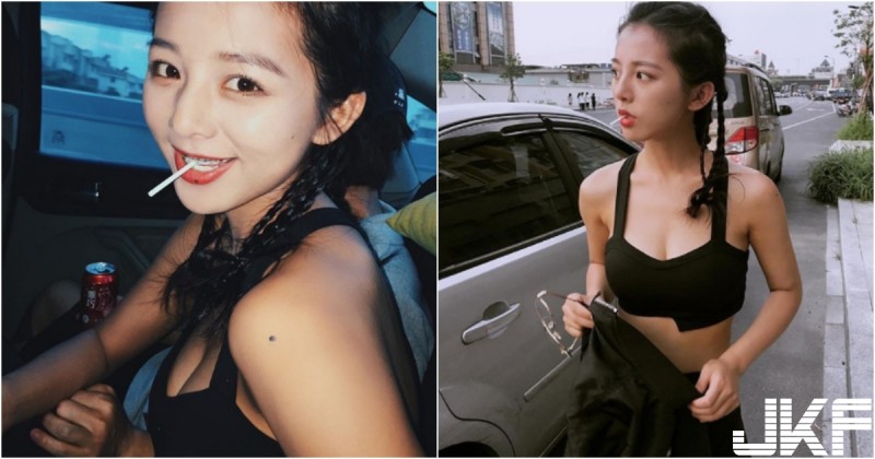 【BTC365币投】車邊出現「馬甲小辣妹」！叼著棒棒糖俏皮又可愛！胸前「小露乳溝」有點兇！