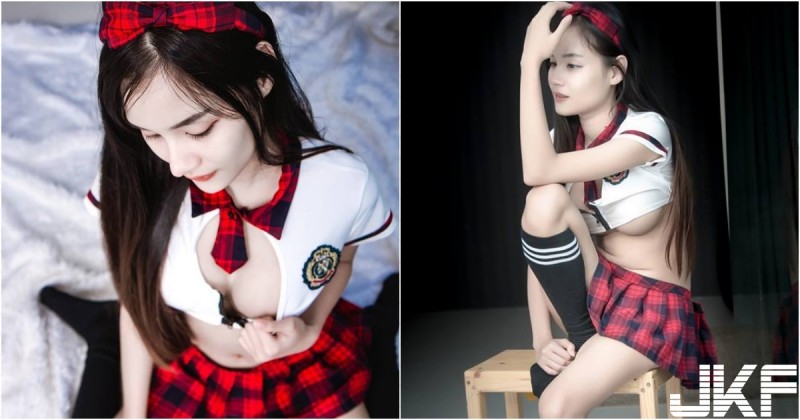 【BTC365币投】學生妹管不住奶！「渾圓白乳」不時外放，火辣陰影撩到人揮旗致敬！