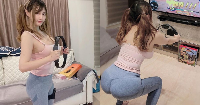 【BTC365币投】「巨乳正妹」居家玩健身環，超兇猛「飽滿翹臀」好顯眼，粉絲狂讚：曲線好辣！