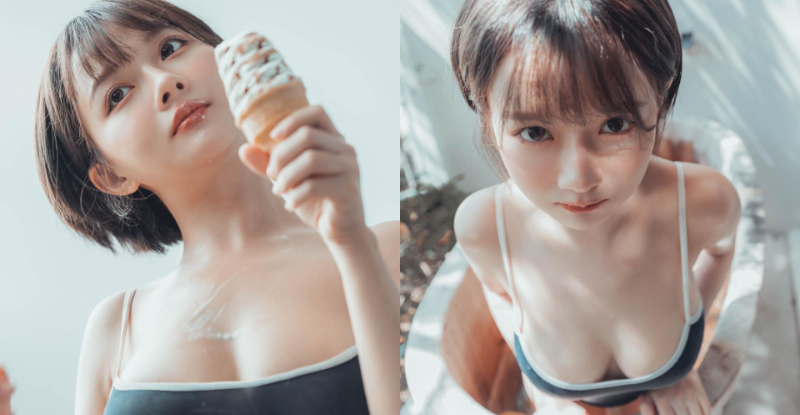 【BTC365币投】「史庫水少女」泡湯舔冰淇淋，上帝透視角「渾圓雙球」造福人心！