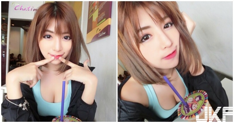 【BTC365币投】俏皮短髮女甜心！　穿「低胸背心」喝飲料，「飽滿深溝」真的好挺喔！