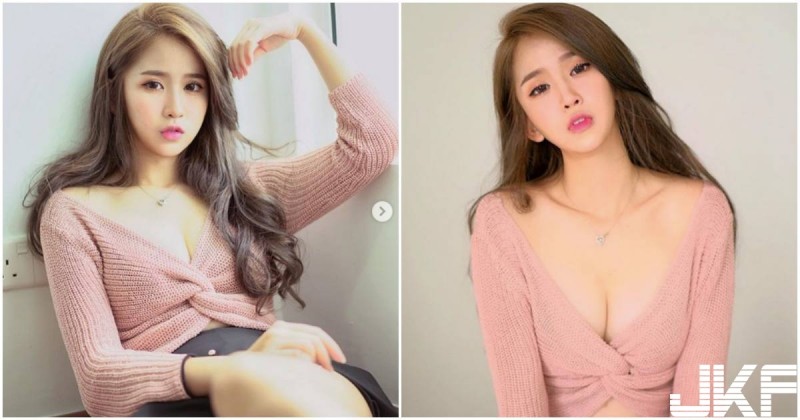 【BTC365币投】小臉美女散發「性感女人味」，粉紅毛衣下有「超深V美乳」！