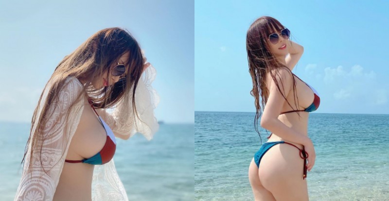 【BTC365币投】抓住夏天的尾巴！巨乳正妹「謝夏天」澎湖大露側乳　飽滿乳袋太犯規